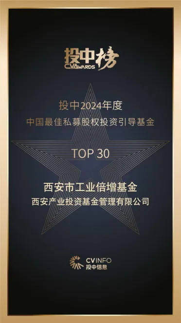 奮楫爭先，載譽前行⑤ || 西安市工業倍增引導基金榮登投中2024年度中國最佳私募股權投資引導基金TOP30榜單